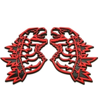 2Pcs New Custom Godzilla Emblems Car Badge 3D Decal Sticker Nameplate Fit Red