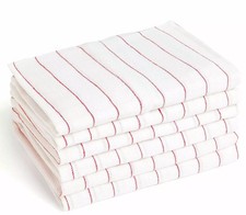 Glass Towel 24 Pcs Tea Towel Cloth 100% Cotton Kitchen Red Stripe Dish Towel.