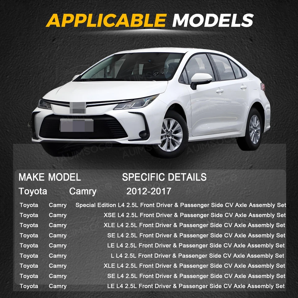 For 2012 2013 2014 2015 2016 2017 Toyota Camry 2.5L Front Pair CV Axle Assembly Foto 2 de 4