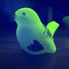 Fenton UV on Custard Satin Custard Small Bird w Short Tail Vintage Art Glass