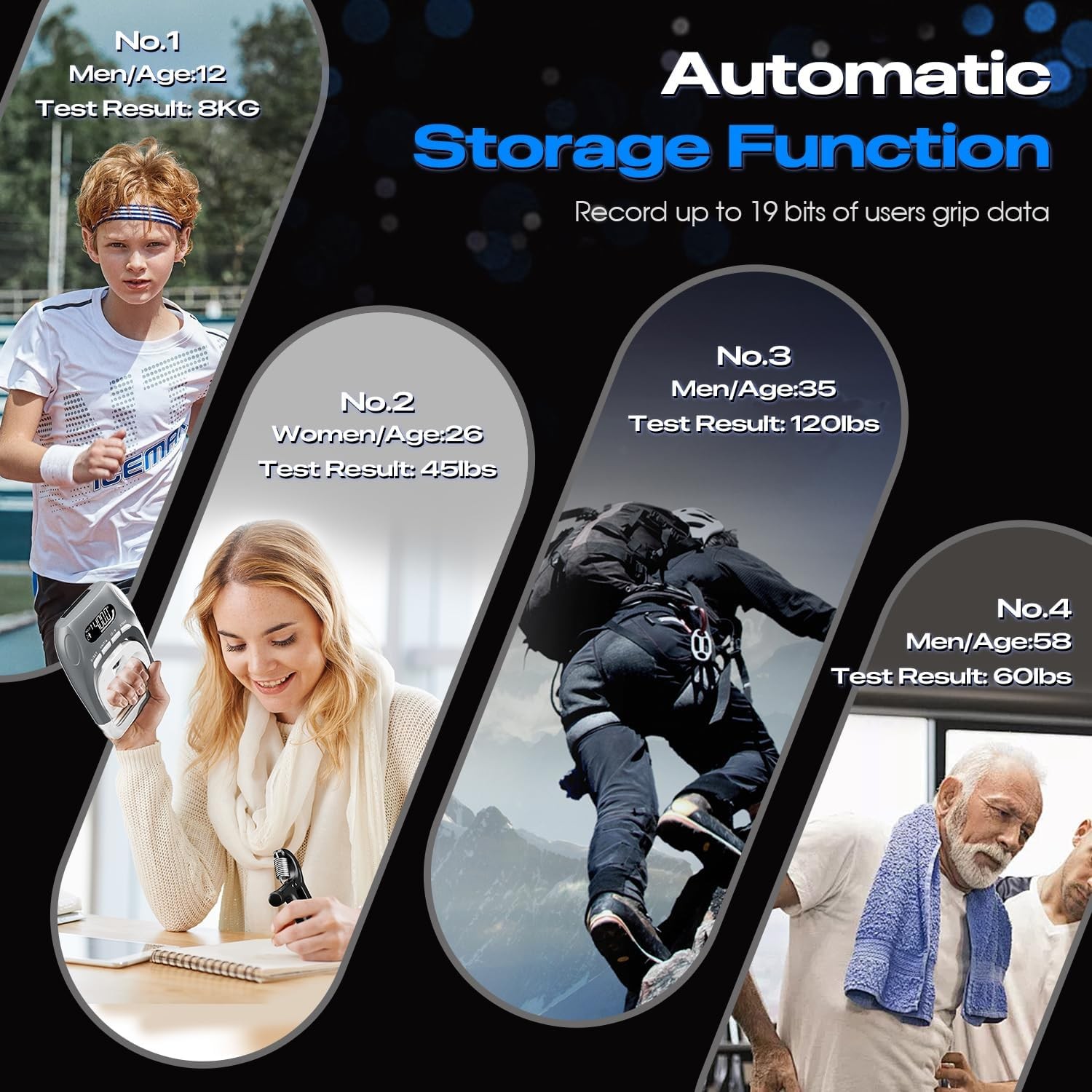 Electronic Grip Strength Tester With Adjustable Hand Gripper, Hand Dynamometer o