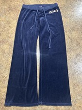 Vintage Y2K Juicy Couture Sweatpants Blue Low Rise Size M Velour Flare