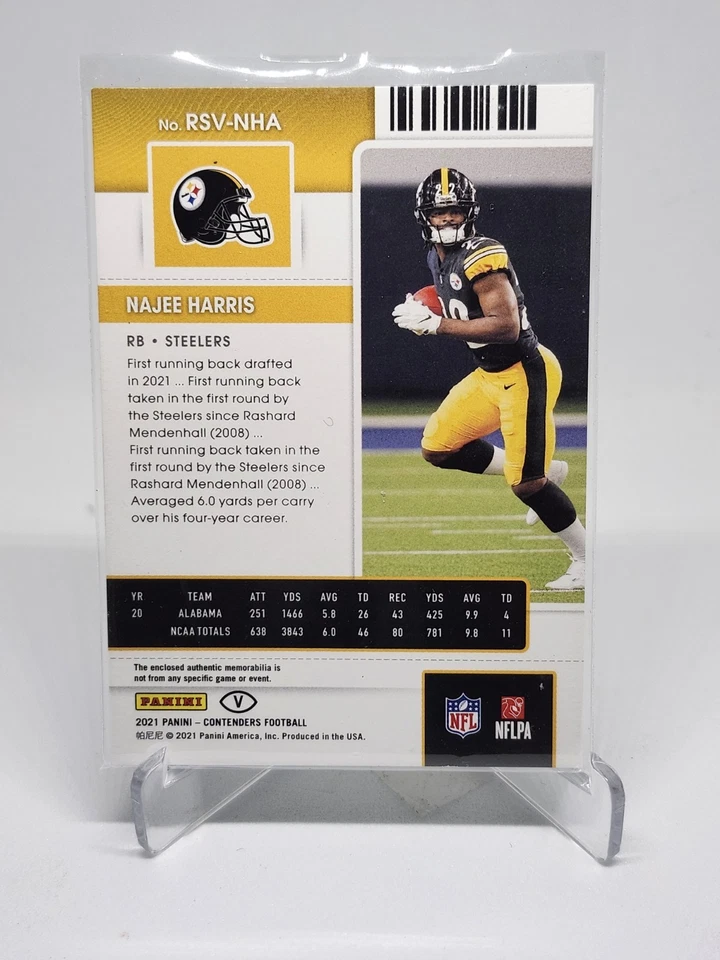 2021 Contenders Najee Harris Rookie Ticket Swatches Variation Jersey RC #RSV-NHA - Image 2 of 2