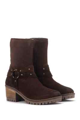 Vintage Foundry Nordstrom Sienna Harness Boots Stud Suede Western Brown Size 6