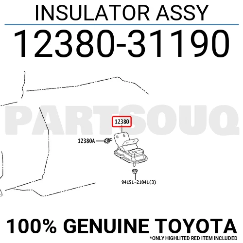 1238031190 Genuine Toyota INSULATOR ASSY 12380-31190 | eBay