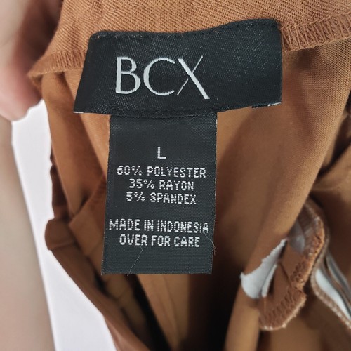 BCX Wide Leg Chino Dress Pants High Waist Career Casual Brown Size L Office - Picture 3 of 7