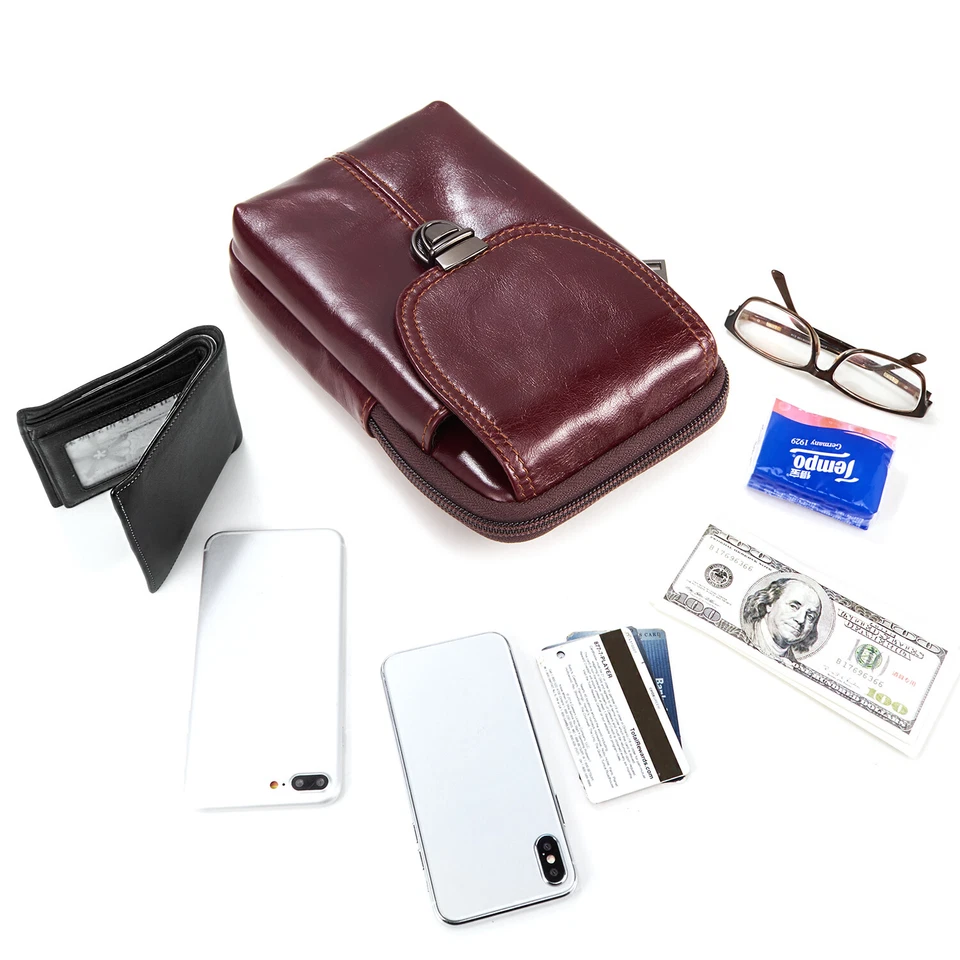 For iPhone Xs Max XR 6 7 8 Plus Leather Wallet Phone Pouch Belt Bag Case Cover - Image 4 of 4