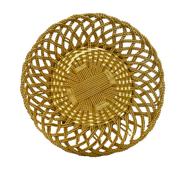 Braided Metal Fruit Bread Storage Basket Woven Copper Wire Over Aluminum