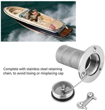 Marine Boat Deck Fuel Filler with Key Cap 1-1/2"  Stainless Gas Tank Deck Fill