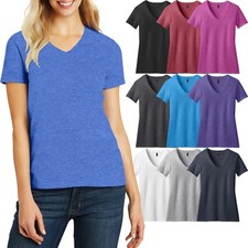 Ladies Plus Size V-Neck T-Shirt Lightweight Womens Top With Heathers XL 2X 3X 4X