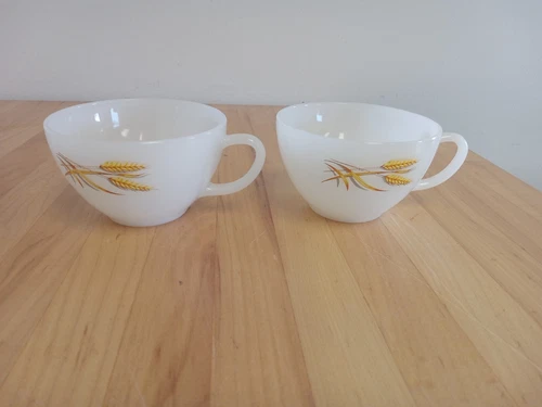 2 Vintage FIRE KING WHEAT CUPS Anchor Hocking Cup