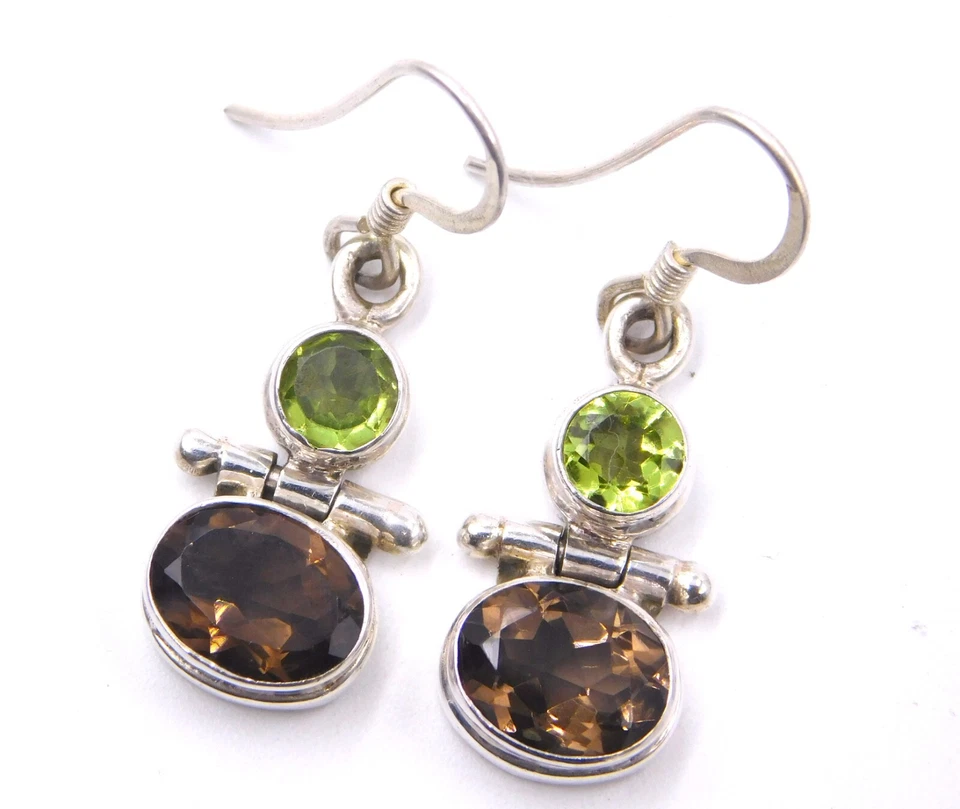 6 Gm 925 Sterling Silver Natural Multi Cut Gemstone Handmade Earring Size1.25" - Image 4 of 4
