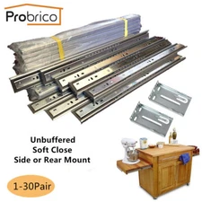 Probrico Full Extension Cabinet Drawer Slides Ball Bearing Soft Close 55lb