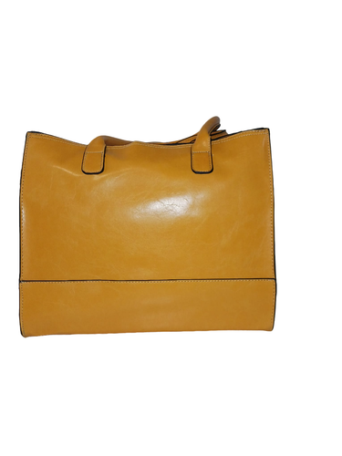 Emilie M Morgan Womens Satchel Tote Bag Mustard - Picture 3 of 11