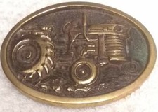 Vintage Farmer Tractor Solid Brass Belt Buckle
