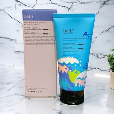BELIF Aqua Bomb Jelly Hydrating Facial Cleanser 5.4 oz/ 160 ml, New Full-Size  