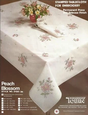 Tobin / Progress Stamped for Embroidery Napkins "Peach Blossom" NOS