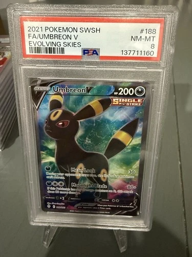 2021 Pokemon - SWSH Evolving Skies - Umbreon V - #188/203 - PSA 8