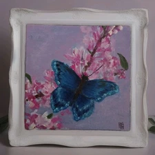 "Butterfly" - Mini Painting 5x5, Signed, Acrylic, Unframed Canvas Painting