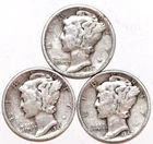 (3) Mercury Dimes - 1936D 1941P 1942P - Extra Fine - #2845ED - FREE SHIPPING