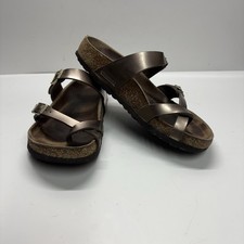 Birkenstock Mayari Birko-Flor Metallic Taupe Thong Strappy Sandals US 6 EU 37