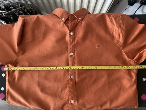 Farah Brewer Organic Cotton Short Sleeve Oxford Shirt Medium Moroccan Orange - Picture 5 of 6