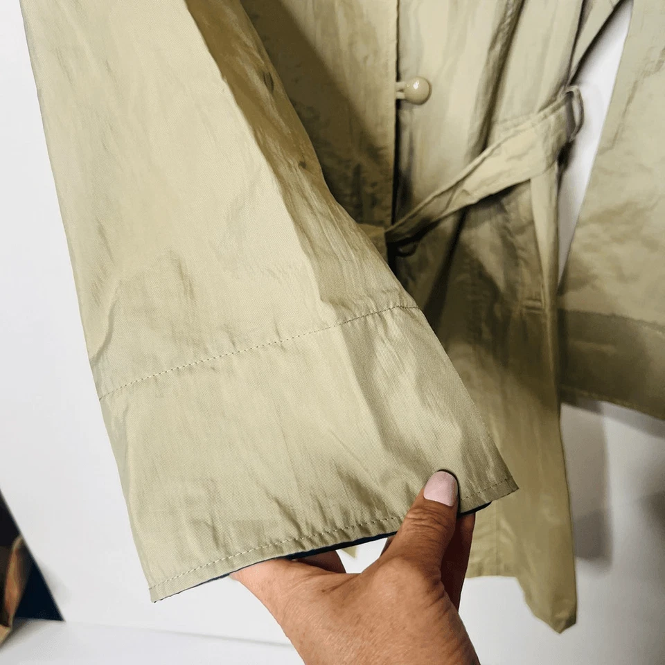 Orvis Tan Nylon Long Trench Coat Sz L - Image 3 of 4