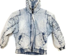 Vintage Gitano Jacket Womens Small Blue Acid Wash Denim Puffer Outerwear 80s