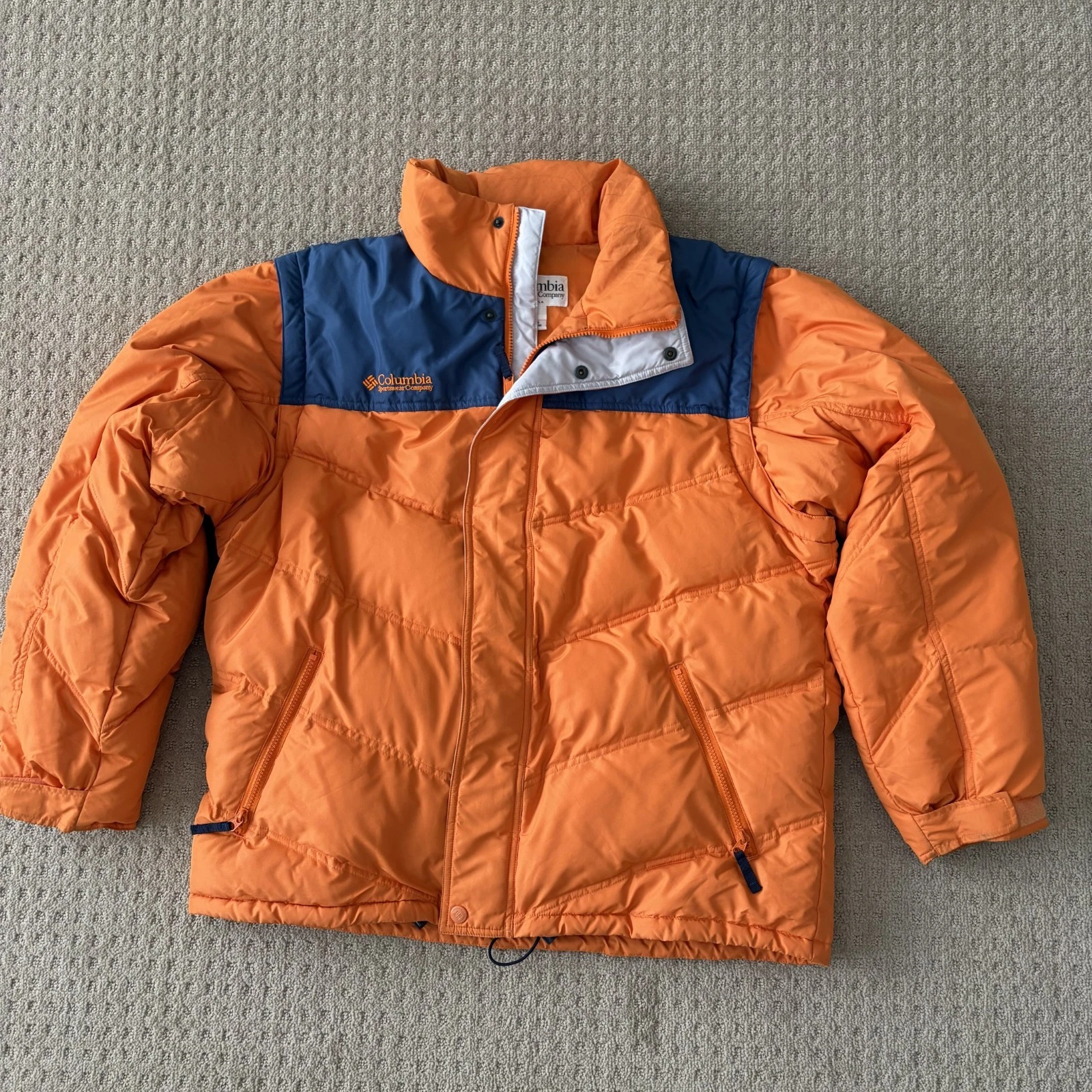 Vintage Columbia Down 650 Fill Convertible Puffer Vest Jacket Orange Men Large