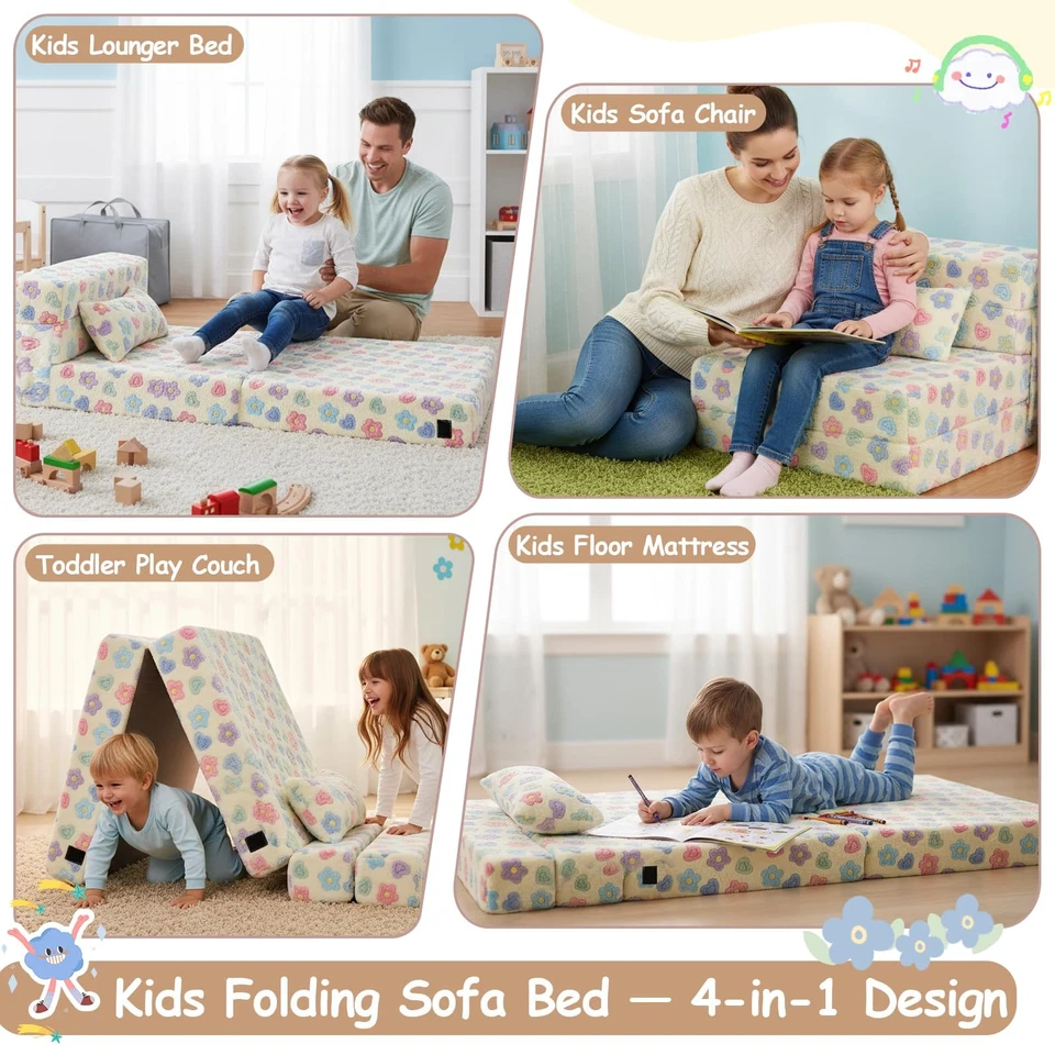 Colchón de piso plegable para sofá cama para niños, niño pequeño lavable plegable... Foto 2 de 4