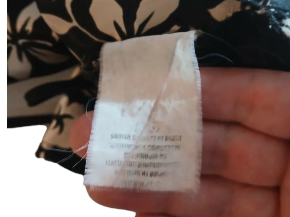 Vtg Y2K Black Cream Silky Satin Midi Dress Empire Waist Fairy Goth Floral Medium - Image 3 of 4