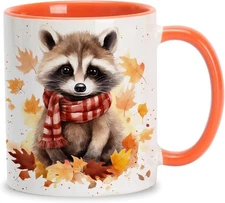 Hyturtle Fall Raccoon Coffee Mug - Birthday Gifts 11 Ounces, Raccoon-fall-WO 