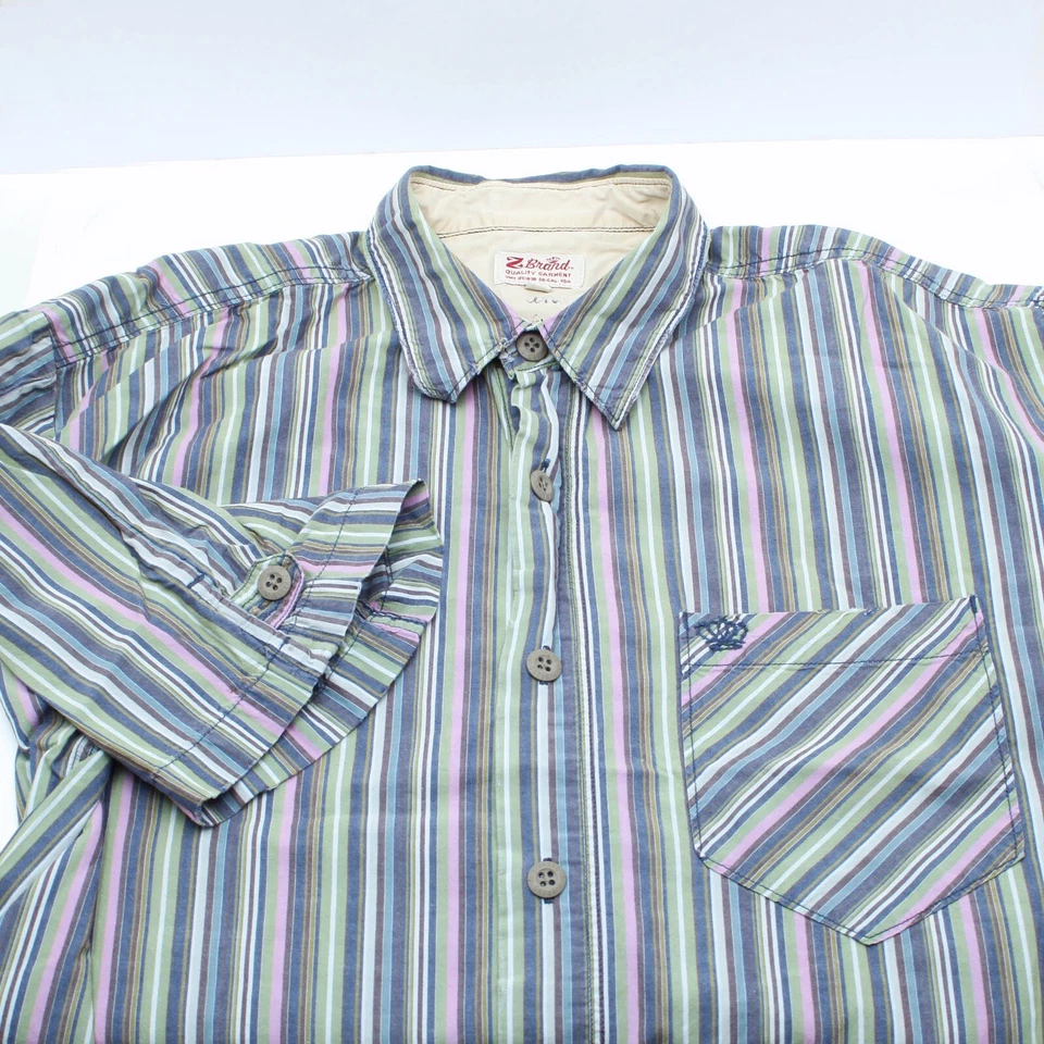 Camisa informal de playa a rayas multicolor XL marca Z para hombre manga corta con botones Foto 3 de 4