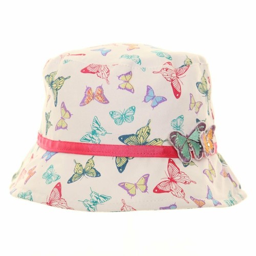 Girls' 100% cotton Butterfly Bush bucket Sun Hat, free fast post