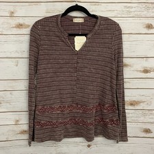 Altar  d State NWT Plum Lace Detail Long Sleeve Top S