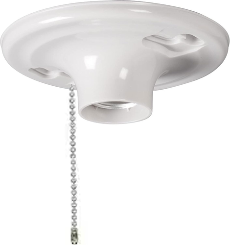 1 Ceiling Mount Light Bulb Socket Lamp Holder Pull Chain Fixture Fit Medium Base