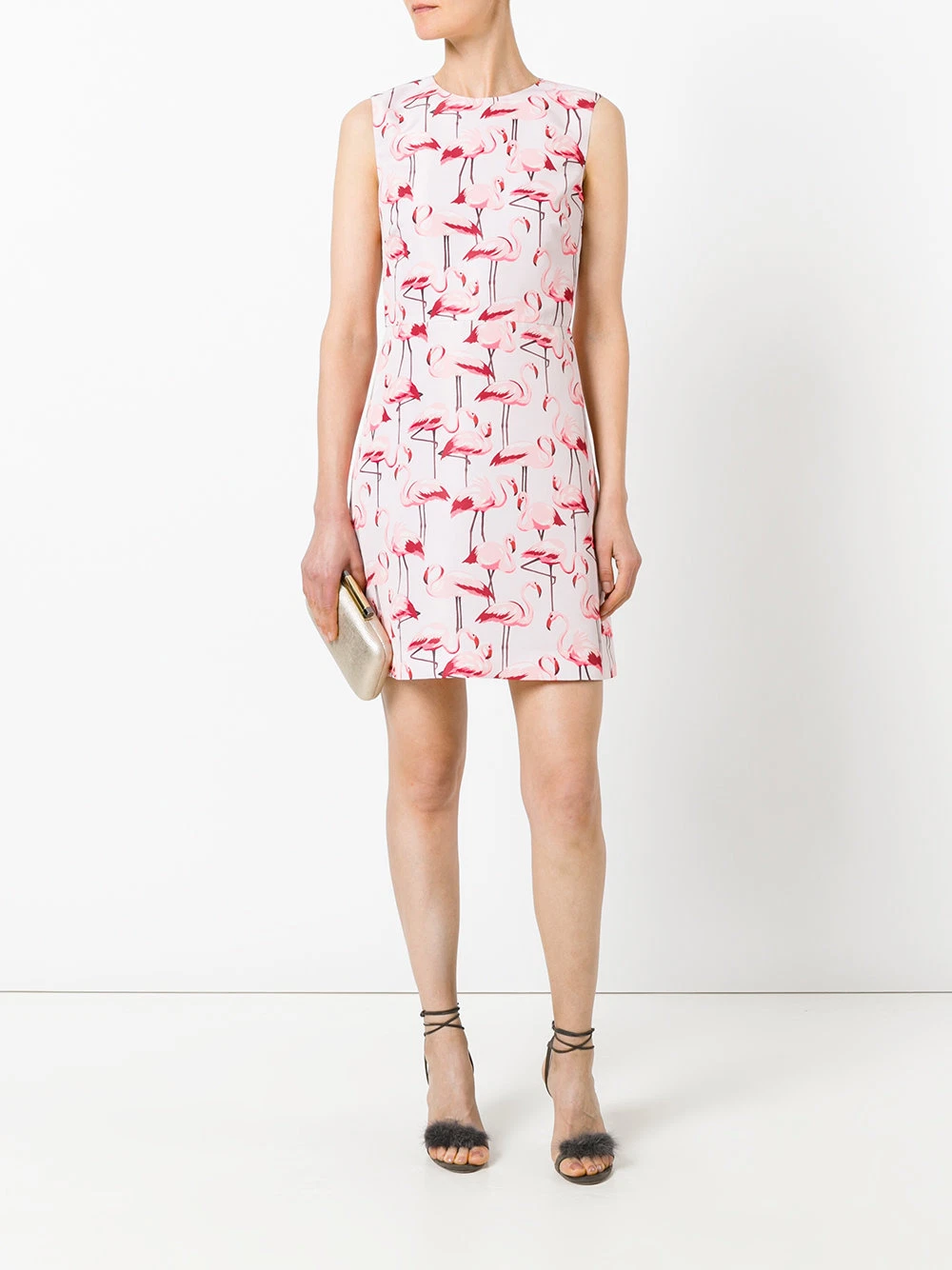 Red Valentino Stampa Fenicottero Faille Fit & Flare Dress (Misura 46 USA 8)