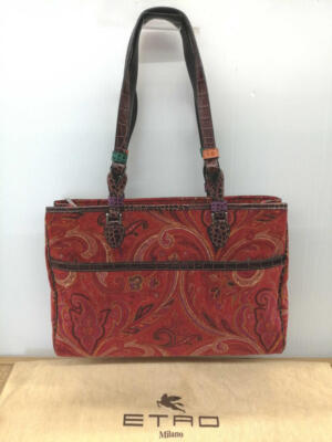 ETRO Orange Paisley Tote Bag 13.7 inch