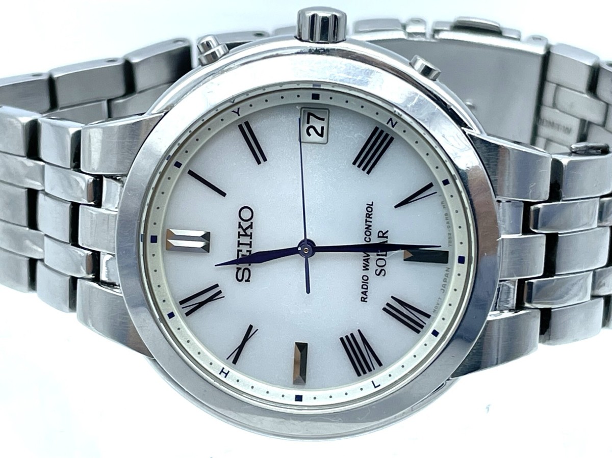SEIKO Radio Wave Control Solar Men's Watch SUS 38mm White