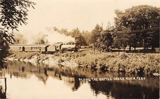 Bellevue? Michigan~Train Engine Parallels the Battle Creek River~RPPC c1914