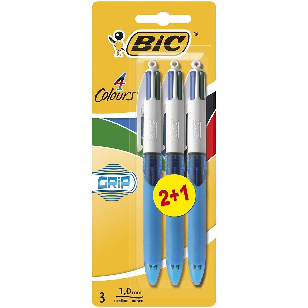 BIC Multi Colour Grip Ball Point Ballpoint Pen Pack Original