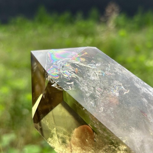 2.72LB Natural Top Smokey Citrine Carved Obelisk Quartz Crystal point Wand+Stand - Picture 6 of 12