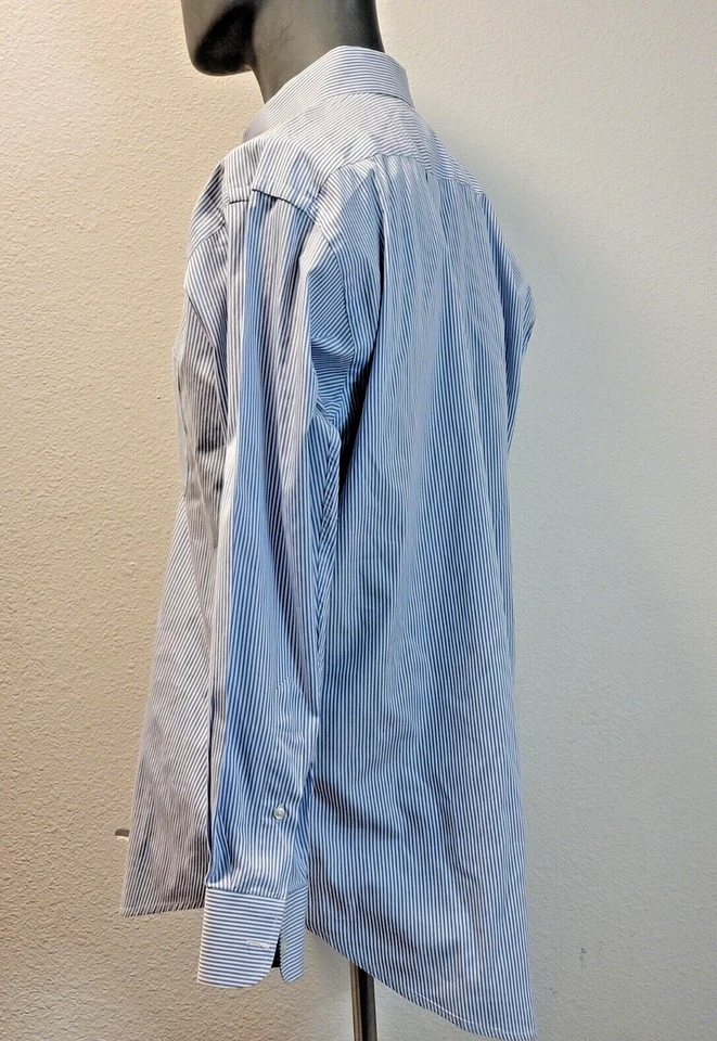 Camisa De Colección Homer Reed Ltd. 16-34 Manga Larga Rayas Abotonada Foto 3 de 4