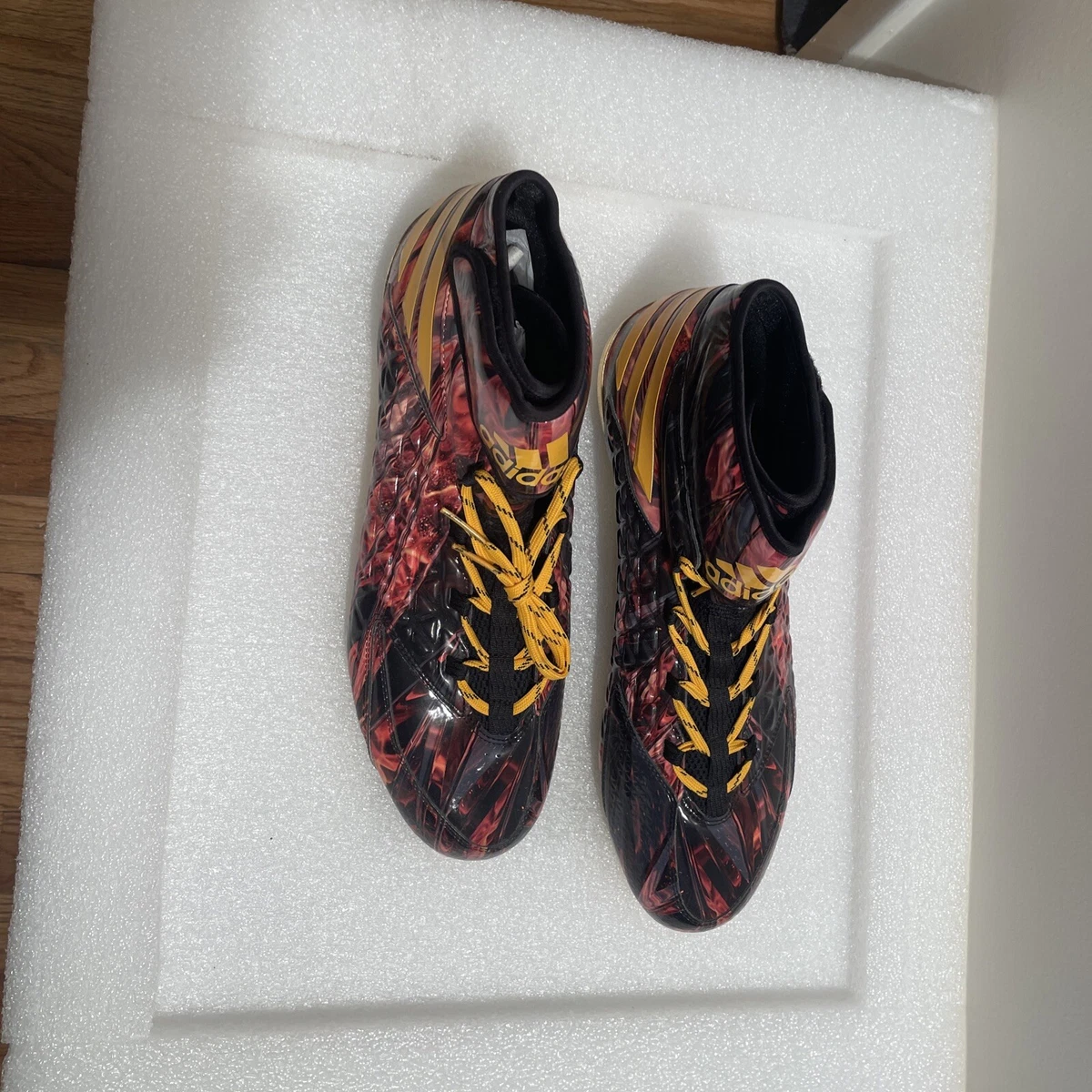 Adidas Freak X Mantra Core Mid Football Lacrosse Cleats Mens 15 Flame Fire Bacon