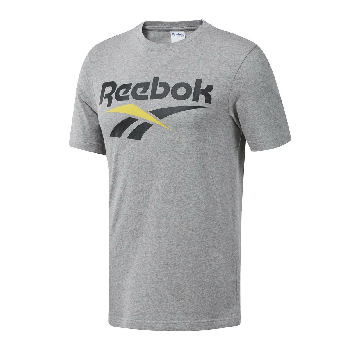 REEBOK VECTOR T SHIRT TOP TEE GREY RETRO CREW NECK COTTON MEN'S 80S | eBay