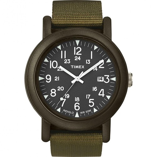 TIMEX Orologio uomo donna T2N363 verde militare camouflage quarzo indiglo  data | eBay