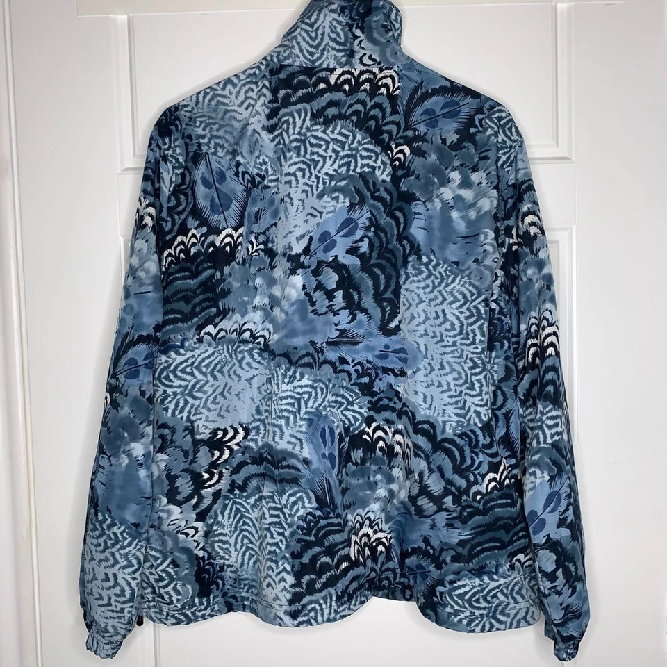 Chaqueta cortavientos Three Hearts para mujer talla XL azul geométrica bolsillos ligeros Foto 2 de 4