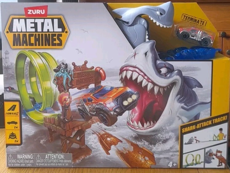 Zuru Metal Machines Trackset Diecast Cars Shark Attack Building