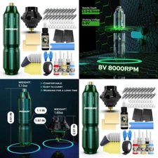 Tattoo Gun Kit Machine Rotary Pen PROFESSIONAL Cartridge Needles Inks Supplies