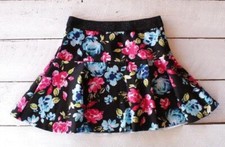 Girls Childrens Place Floral Skirt Size 14 Black Pink Blue
